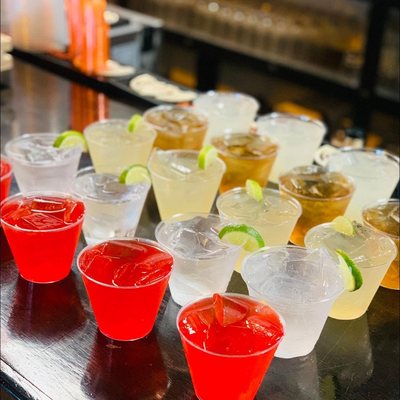 A spread of shots and samplers at The Dragon's Den