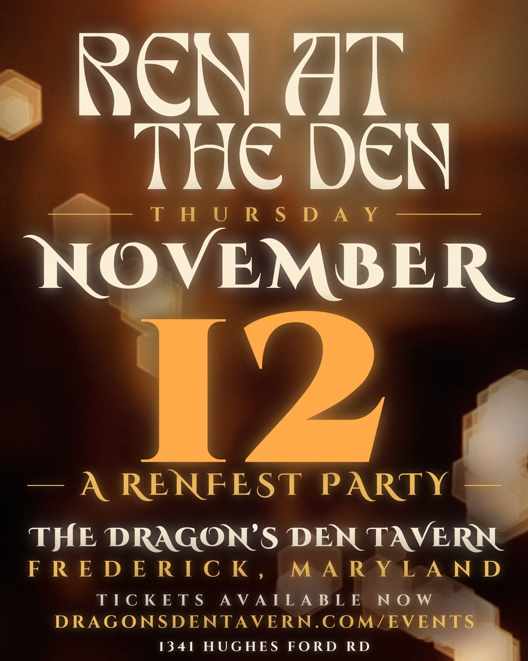 Ren at the Den, Thursday, November 12, at The Dragon's Den Tavern, Frederick MD